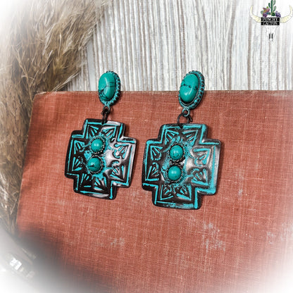 z-Small Town Earrings - Patina