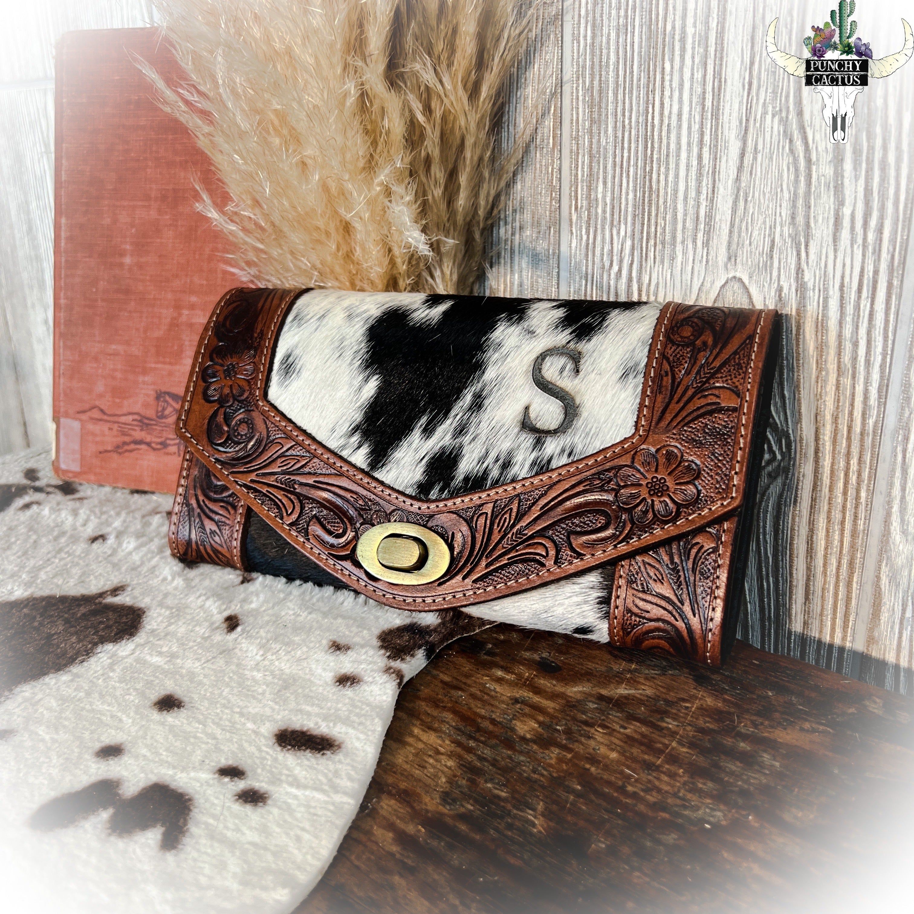 Cowhide Wallet Punchy Cactus Western Boutique