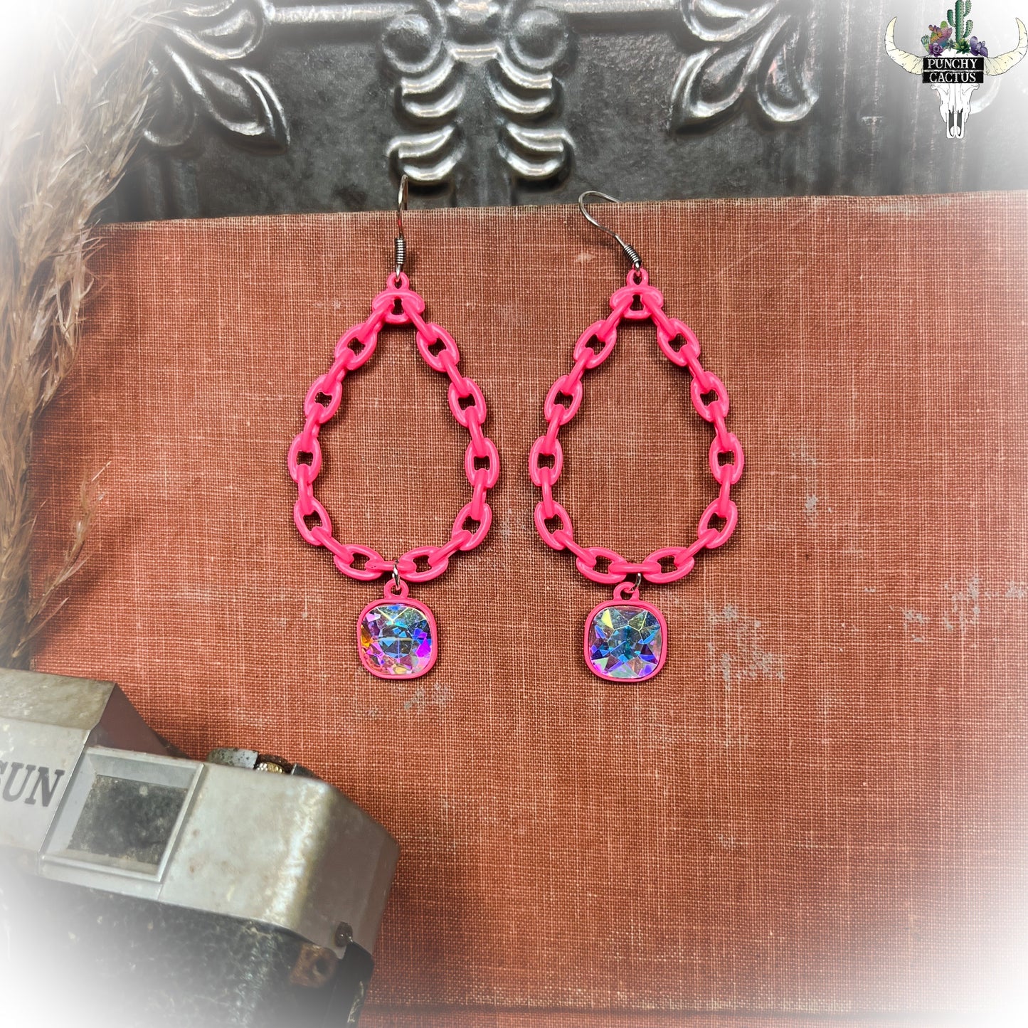 Chain Earrings - Hot Pink