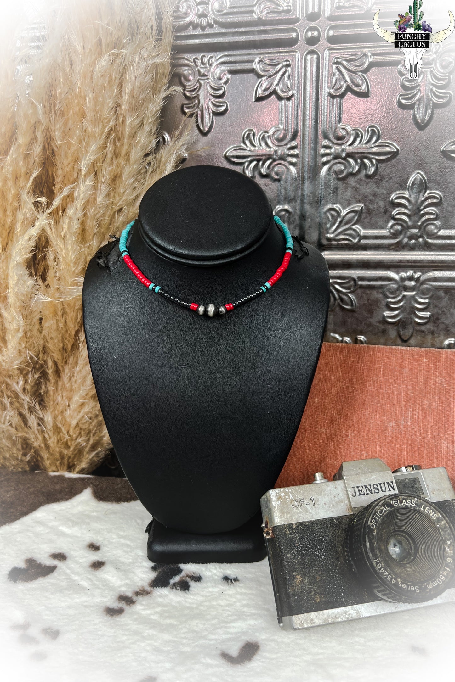 Black Serape Beaded Choker Necklace