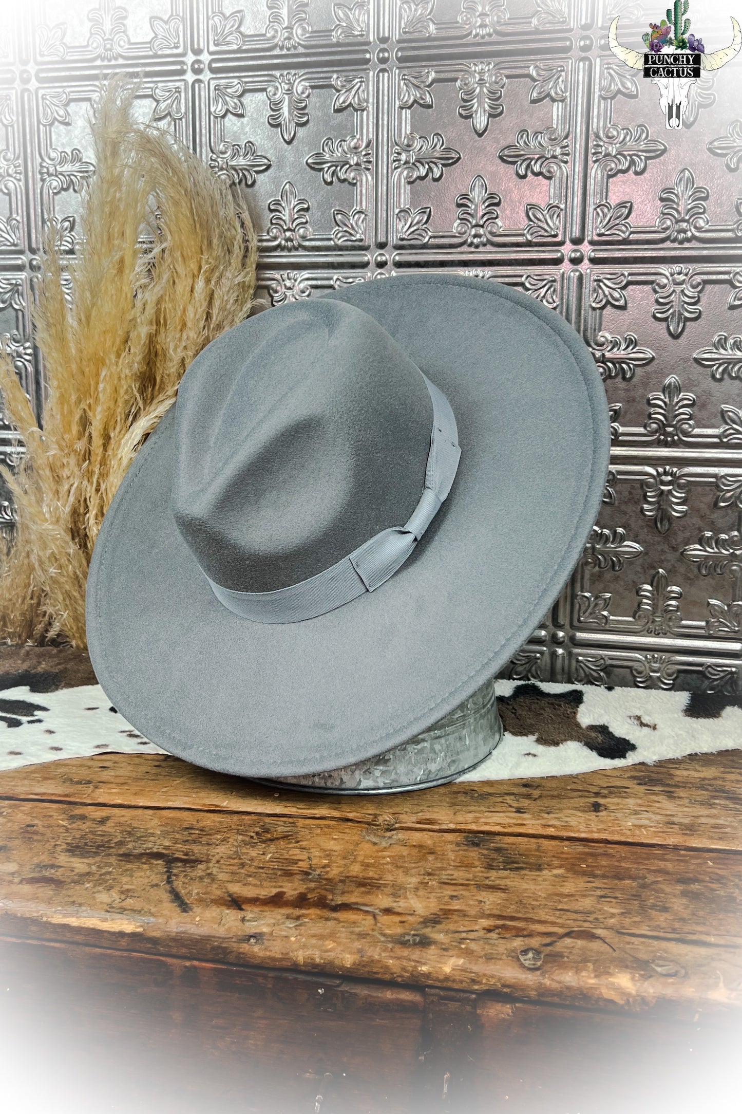 Boho Flat Brim Hat - Lt Grey