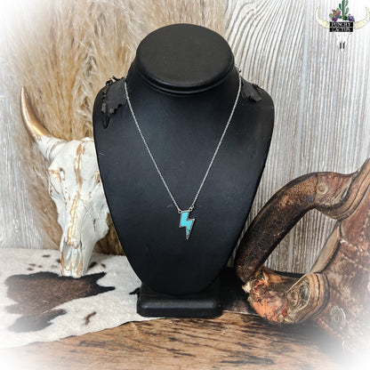 Lightning Bolt Necklace - Turquoise