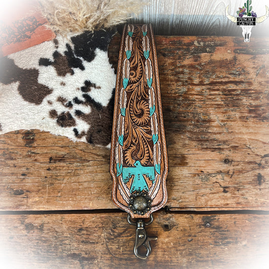 z-Thunderbird Tooled Leather Purse Strap