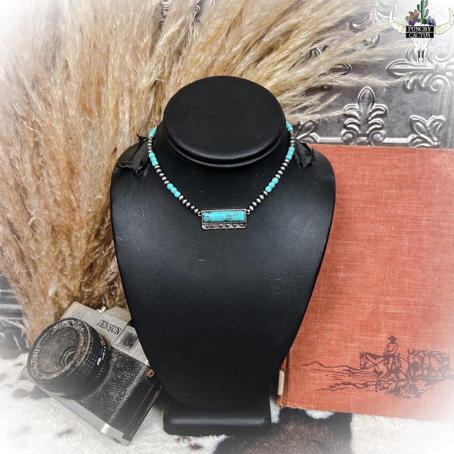 z-Night Out Choker Necklace - Silver & Turquoise