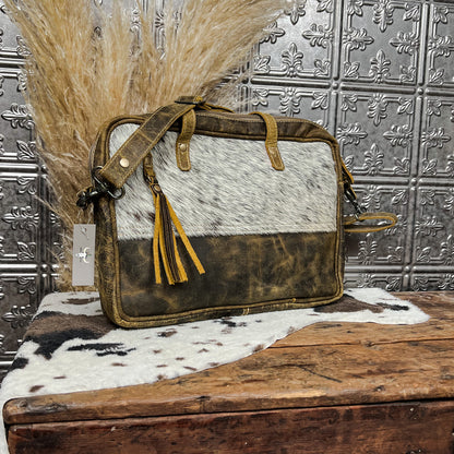 cowhide and leather laptop bag western boho boutique
