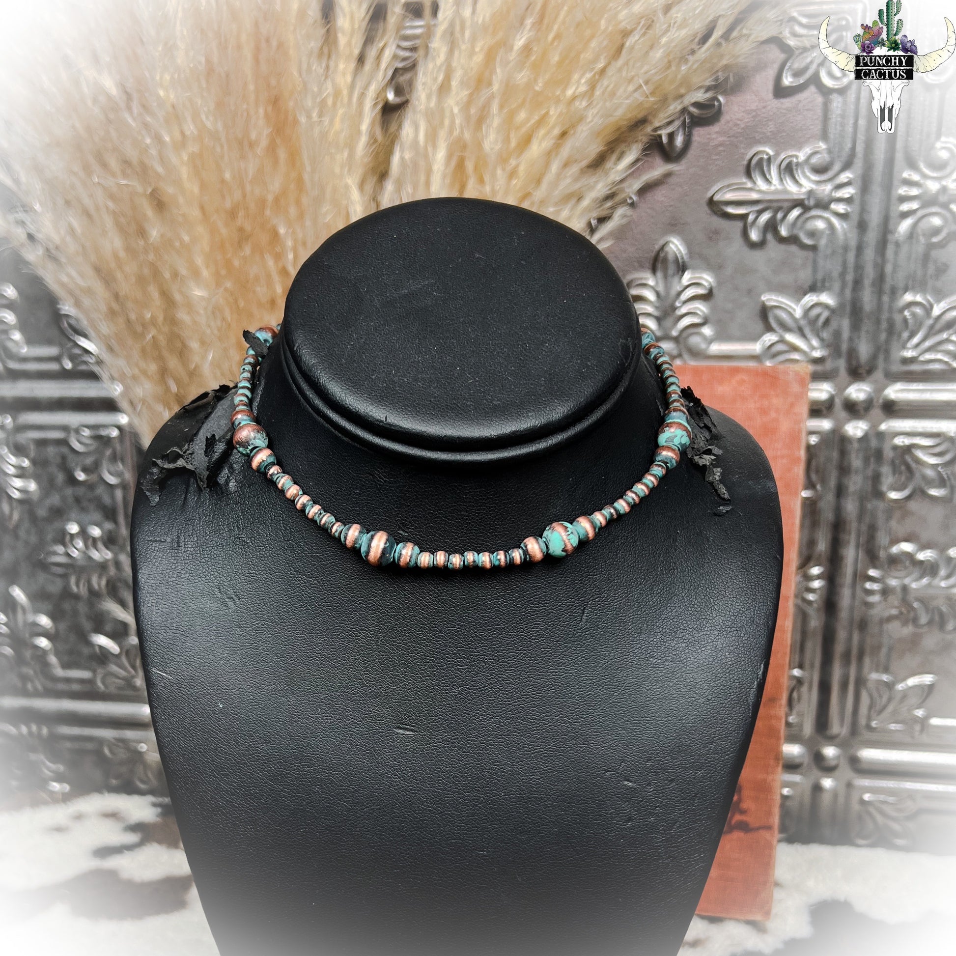 patina faux navajo pearl chocker necklace | punchy cactus | western boutique | western necklace 