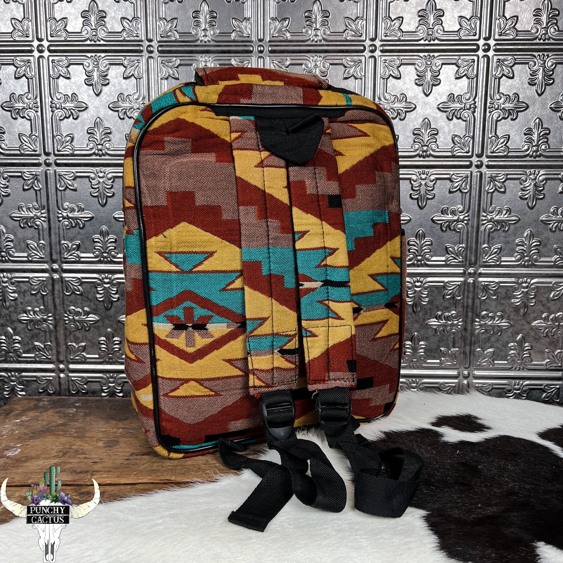 western aztec tribal print natural colors backpack with laptop slot