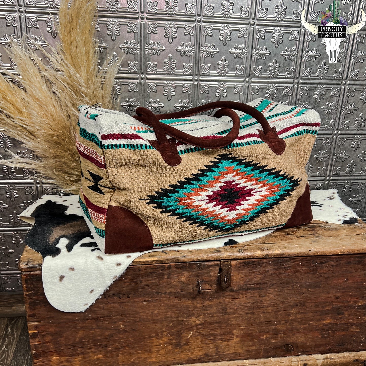 western saddle blanket aztec tribal print weekender travel bag western boutique