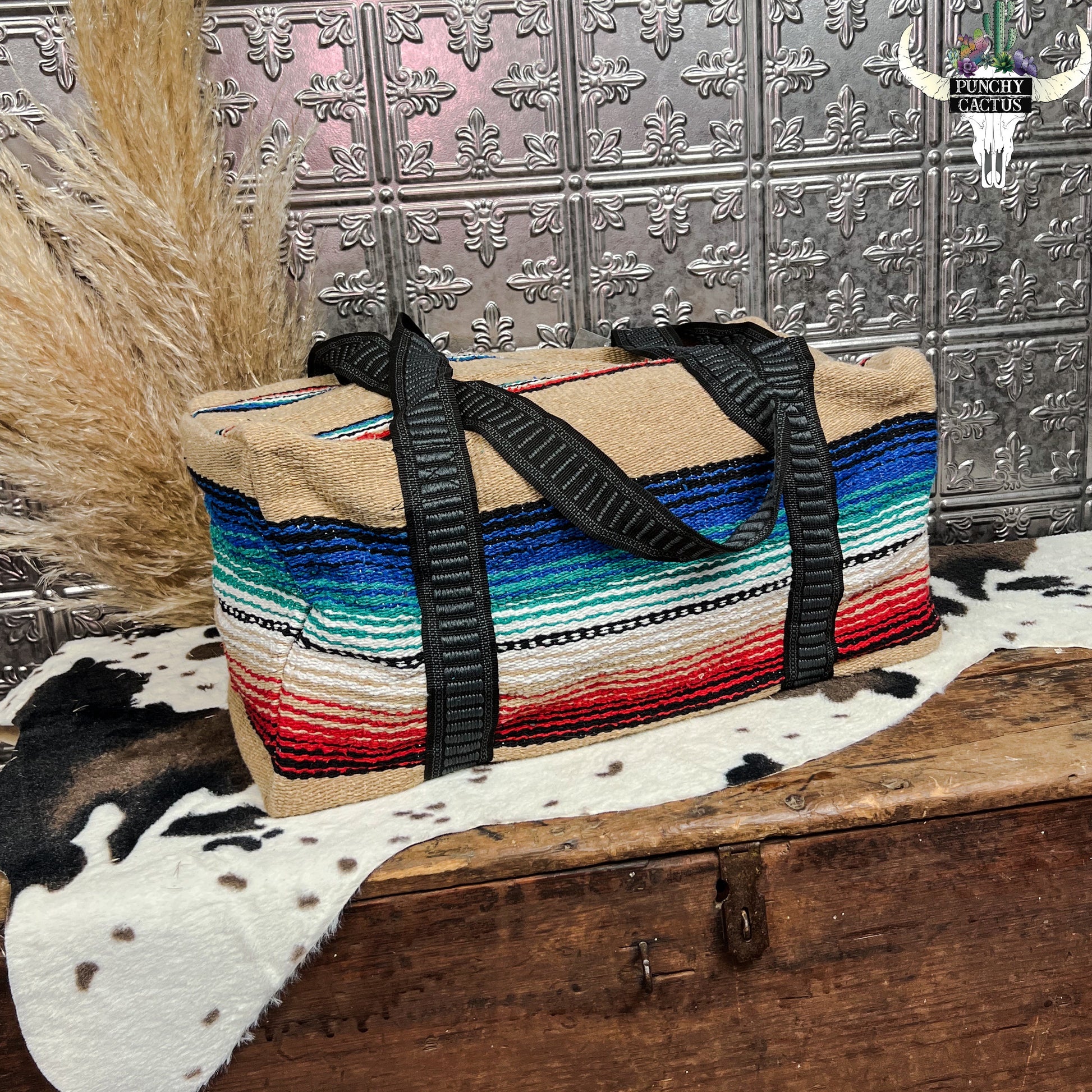 western tan serape weekender travel bag