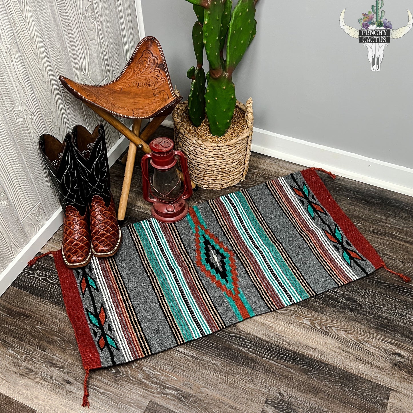 western handwoven wool aztec navajo style rug - western home decor- western boutique